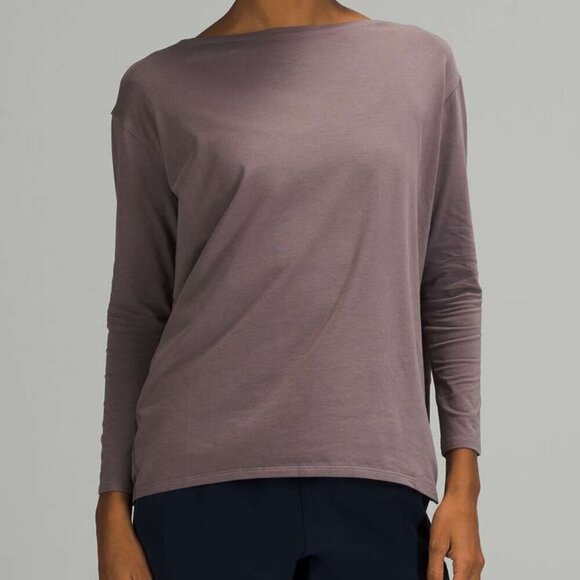 Lululemon Back In Action Long Sleeve Shirt - 4 Lunar Rock - Picture 1 of 5